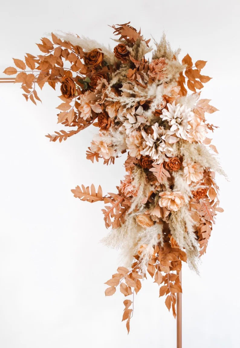 Pampas Dried Flower Arrangement Rust Orange