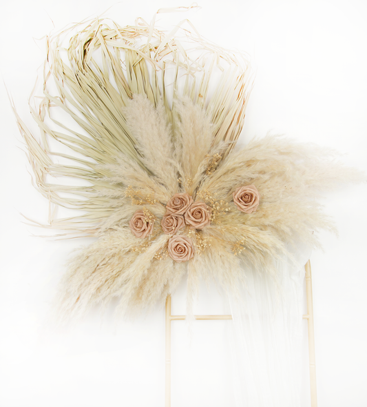 Flare Palm & Roses | Pampas Grass Arrangement