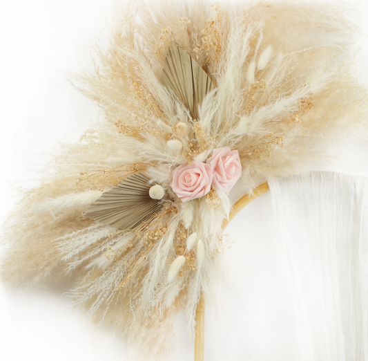 Pampas Flower Wings Champagne /Tan/Beige Roses Set of 1